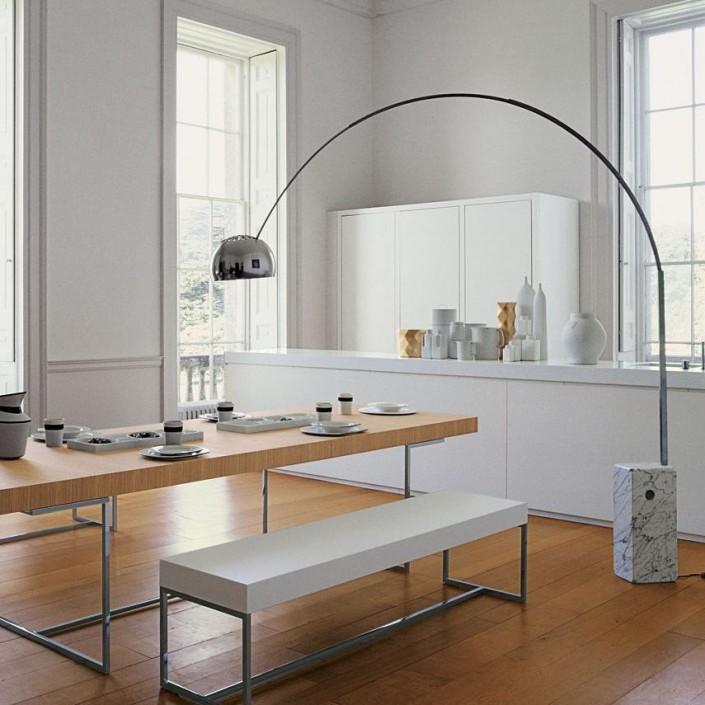 Lampadaire Arco LED Flos Pier Giacomo et Achille Castiglioni Valente Design dans cuisine