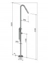 Dimension Douche de piscine FonteAlta Twiggy CS40.ME pomme de douche + mitigeur + douchette Valente Design