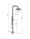 Dimension Douche de piscine BOSS WIDE Shower BW76.ME pomme de douche + mitigeur + douchette FonteAlta Valente Design