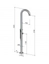 Dimension Douche de piscine Club Shower C90.ME pomme de douche intégrée + mitigeur + douchette Fontealta Valente Design