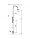 Dimension Douche de piscine ORIGO ALL STEEL Shower C50AS.ME pomme de douche 200 mm S06 + mitigeur + douchette Fontealta Valente