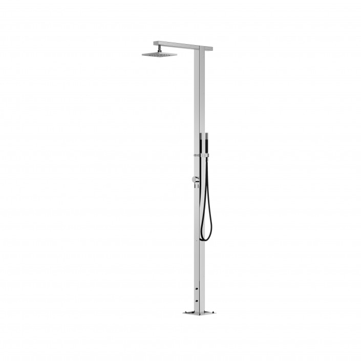Douche extérieure Square Shower Q86.ME pomme de douche 200x200 mm S07 + mitigeur + douchette Fontealta Valente Design