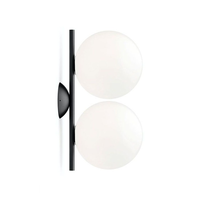Applique / Plafonnier IC C/W1 Double noir flos Valente Design Michael Anastassiades