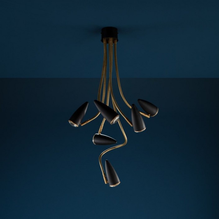 Plafonnier-suspension CicloItalia Flex C6 noir Catellani and Smith Valente Design