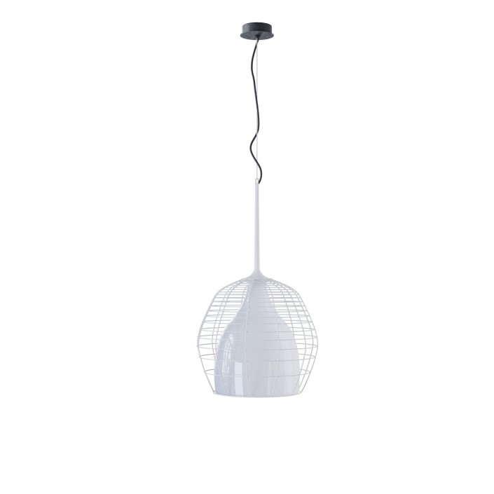 Suspension Cage Large structure et diffuseur blanc Diesel Living Lodes Valente Design
