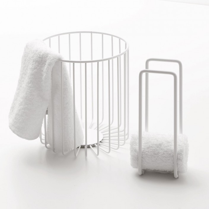 Porte serviettes à poser DW 223 et poubelle DW 220 blanc Decor Walther Valente Design