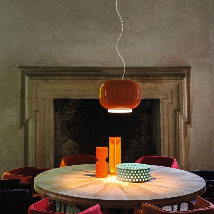 Suspension Chouchin 1 orange Foscarini Valente Design salle à manger