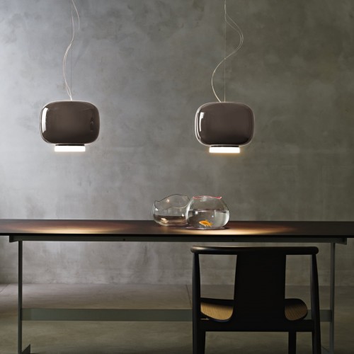 Suspension Chouchin 3 gris Foscarini Valente Design mise en scène