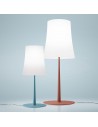 Lampe de table Birdie Easy bleu et Birdie Easy grande rouge brique Foscarini Valente Design