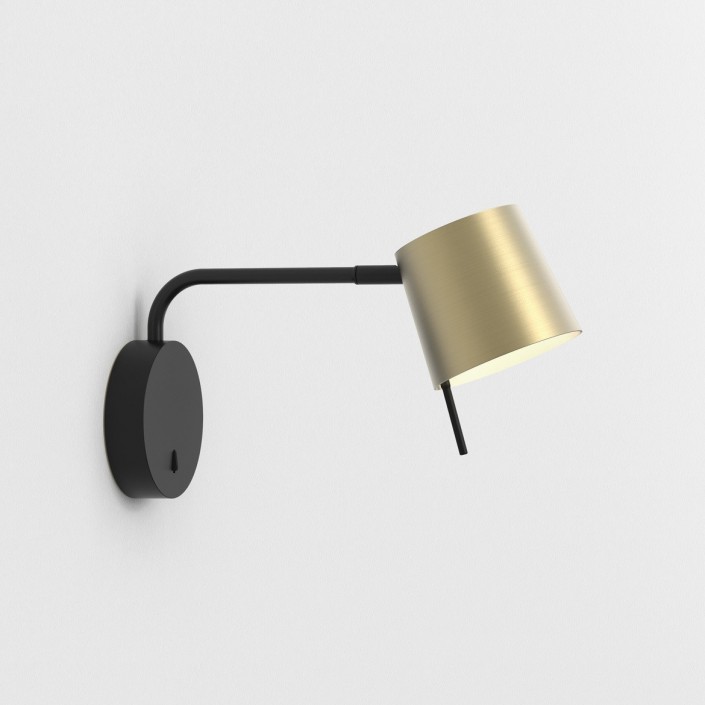 Applique Miura Swing Arm noir mat abat-jour or mat Astro Lighting Valente Design de profil