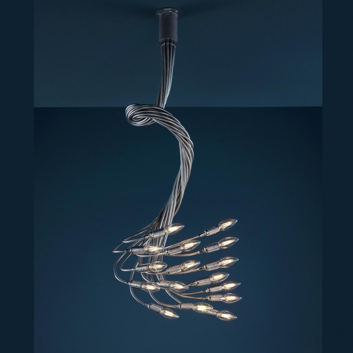 Plafonnier-suspension Turciu 16 nickel Catellani and Smith Valente Design