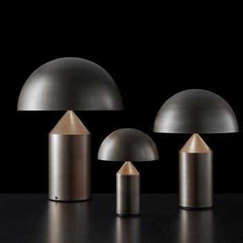 Lampe de table Atollo metal Large, Medium et Small bronze Oluce Valente Design