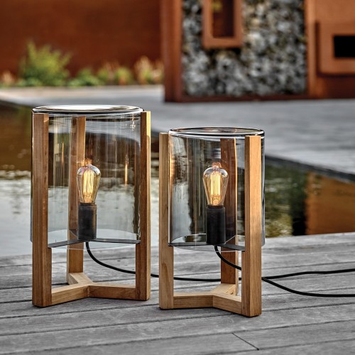 Lampe à poser Tristar Royal Botania Valente Design teck verre fumé