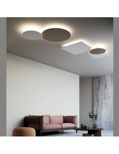 Applique  / Plafonnier Puzzle Mega Round blanc et taupe + Mega Square blanc  Studio Italia Design Valente Design