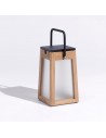 Lanterne solaire TECKA H25 cm Teck verre dépoli Les Jardins Valente Design