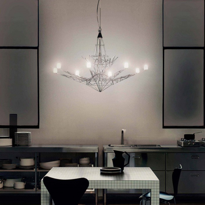 Suspension Lightweight Foscarini Valente Design éclairée