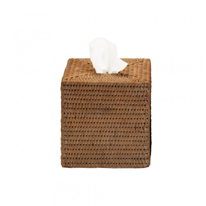 Boîte à mouchoirs carrée en rotin Basket KBQ - rotin foncé - Decor Walther - Valentedesign.com