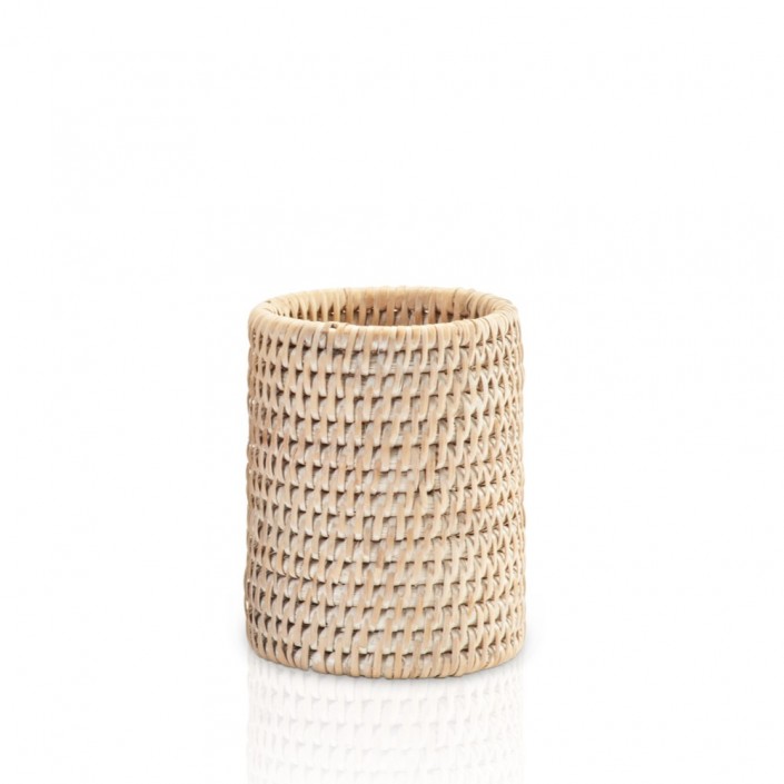 Gobelet porte-brosse à dents BASKET BER - Rotin clair - Decor Walther - Valentedesign.com