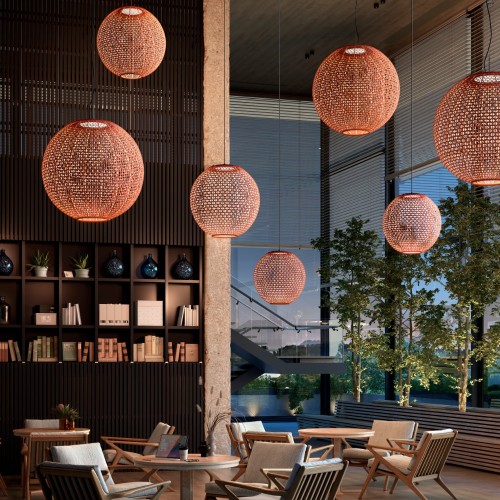 Suspensions Nans Sphere S/60 et S/80 rouge Bover Valente Design