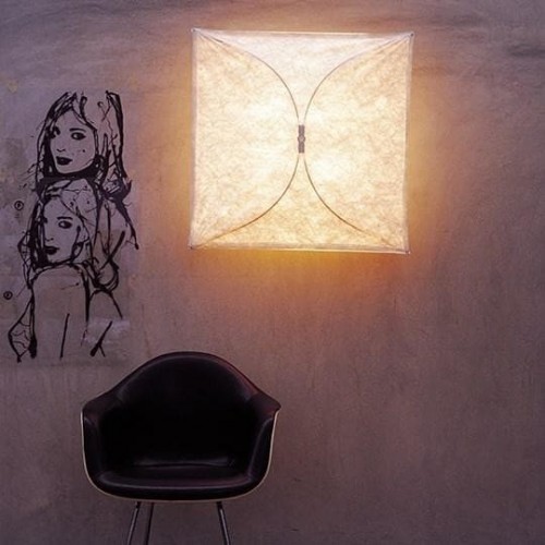 Applique-plafonnier LED Ariette FLOS - Luminaire carré en tissu blanc