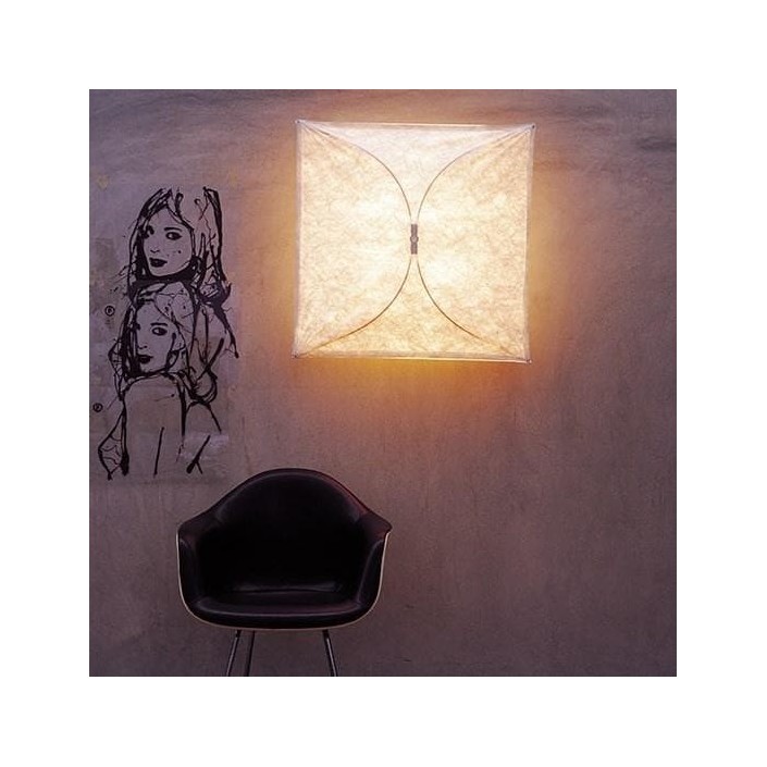 Applique-plafonnier LED Ariette FLOS - Luminaire carré en tissu blanc