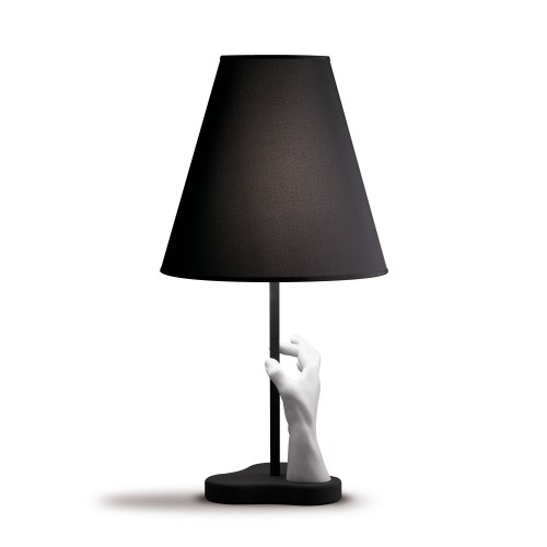 Lampe de table Mano  en tissu noir et la blancheur de la main Fontana Arte