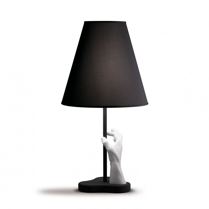 Lampe de table Mano  en tissu noir et la blancheur de la main Fontana Arte