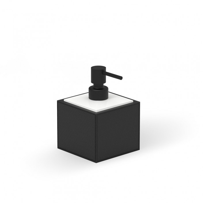 Distributeur de savon liquide Brownie SSP - cuir synthétique - noir mat / noir - Decor Walther - Valentedesign.com