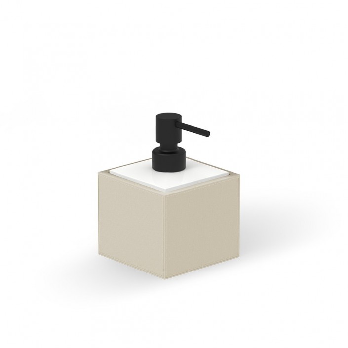 Distributeur de savon liquide Brownie SSP - cuir synthétique - noir mat / sable - Decor Walther - Valentedesign.com