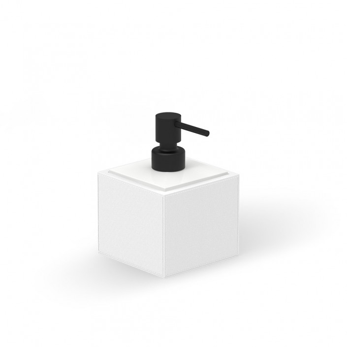 Distributeur de savon liquide Brownie SSP - cuir synthétique - noir mat / blanc - Decor Walther - Valentedesign.com