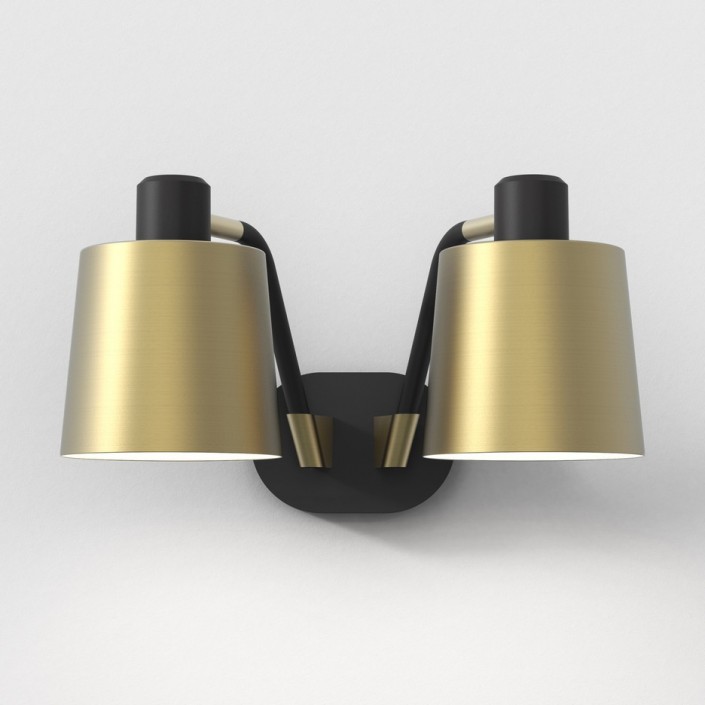 Applique Edward Twin noir mat abat-jour or mat Astro Lighting Valente
