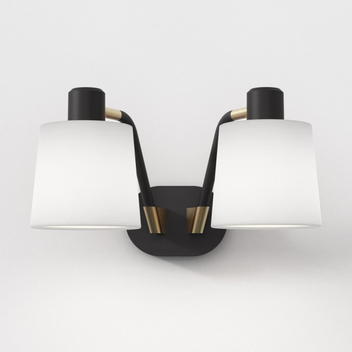 Applique Edward Twin noir mat abat-jour blanc brillant Astro Lighting Valente