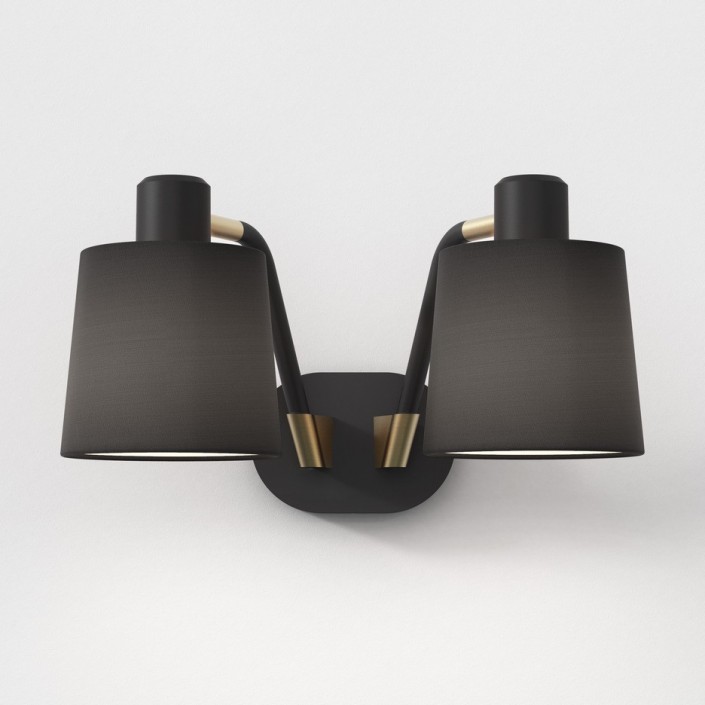 Applique Edward Twin noir mat abat-jour peint en noir Astro Lighting Valente de face