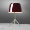 Lampe de table Lumière Piccola structure aluminium abat-jour cerise Foscarini Valente Design éteinte
