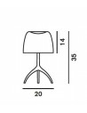 Dimension Lampe de table Lumière Piccola Foscarini Valente Design