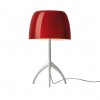 Lampe de table Lumière Piccola structure aluminium abat-jour cerise Foscarini Valente Design