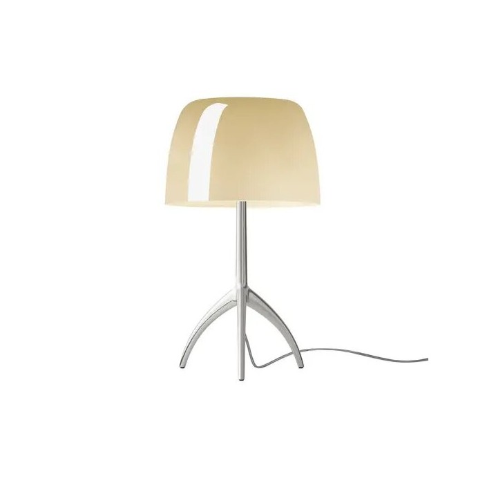 Lampe de table Lumière Grande structure aluminium abat-jour blanc chaud Foscarini Valente Design