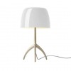 Lampe de table Lumière Grande structure champagne abat-jour blanc Foscarini Valente Design