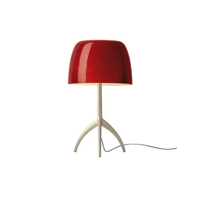 Lampe de table Lumière Grande structure champagne abat-jour cerise Foscarini Valente Design