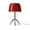 Lampe de table Lumière Grande structure chrome noir abat-jour cerise Foscarini Valente Design