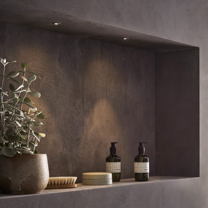 Spot encastré Terra 28 Led rond acier inoxydable brossé astro lighting Valente Design mise en scène
