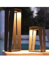 Lanternes solaire SKAAL Aluminium couleur Corten 40 et 70 cm Les Jardins Valente Design éclairé