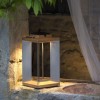 Lanterne solaire TECKINOX acier/teck Les Jardins Valente Design mise en scène