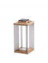 Lanterne solaire TECKINOX acier/teck Les Jardins Valente Design 45,5 cm