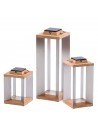Lanterne solaire TECKINOX acier/teck Les Jardins Valente Design 3 tailles