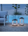 Lanterne solaire TECKINOX acier/teck Les Jardins Valente Design 2 tailles