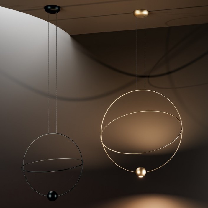 Suspensions Elara or mat et noir mat Lodes - Studio Italia Design - Valente Design