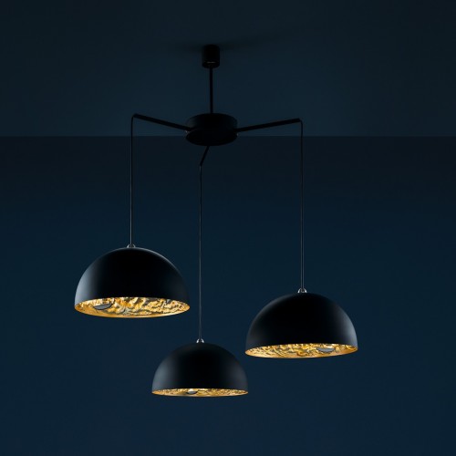 Suspension Stchu-Moon 02 Chandelier feuille or Catellani and Smith - Valente Design allumée