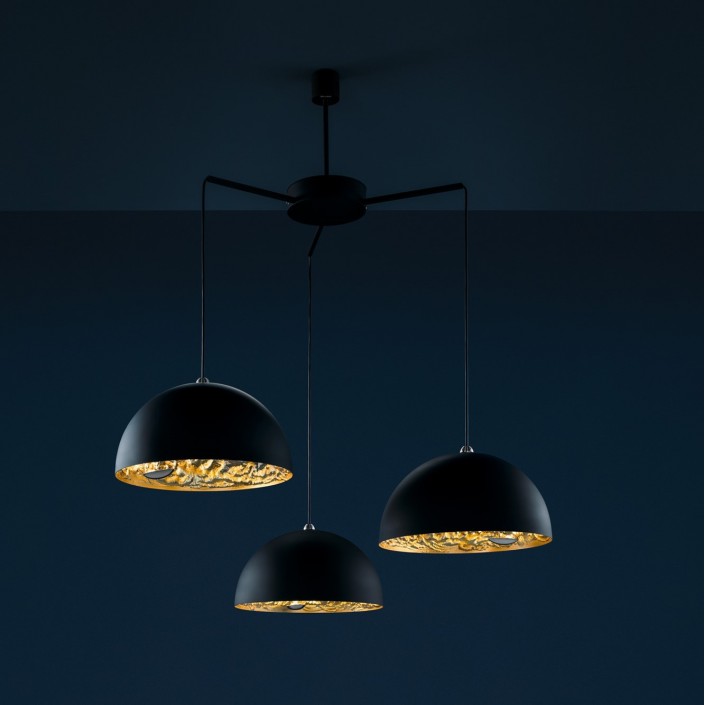 Suspension Stchu-Moon 02 Chandelier feuille or Catellani and Smith - Valente Design allumée