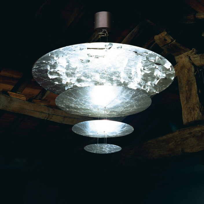 Suspension Macchina della Luce mod. F argent Catellani and Smith - Valente Design allumée